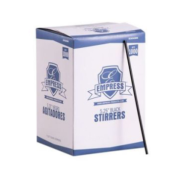 Empress Coffee Stirrer, 5.25", Black, 1000ct