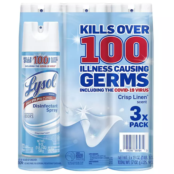 Lysol Disinfectant Spray, Crisp Linen 19 oz., 3 pk.