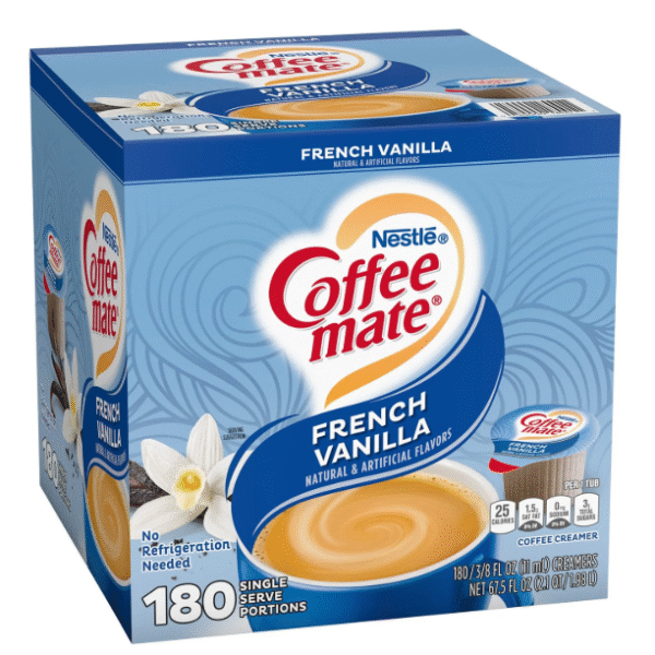 Nestle Coffee-Mate Coffee Creamer Liquid Creamer Singles, French Vanilla, 180 ct.