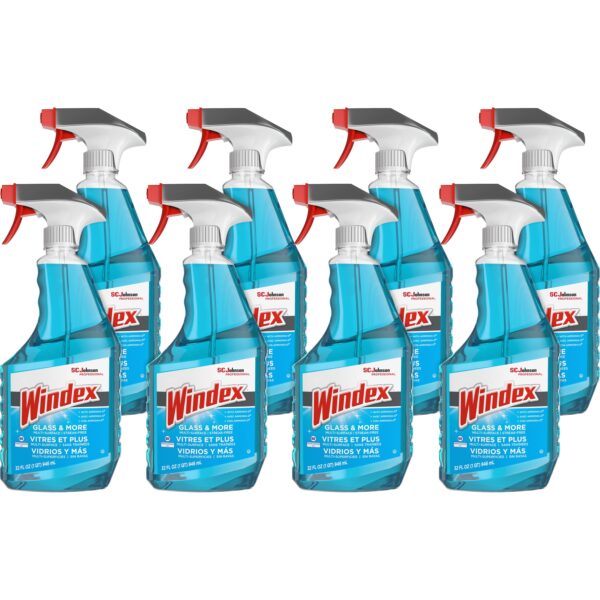 Windex Ammonia-D Glass Cleaner, Fresh, 32 oz Spray Bottle, 8/Carton