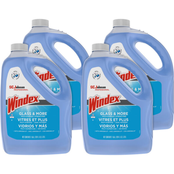 Windex Glass Cleaner with Ammonia-D, 1 gal Bottle, 4/Carton