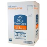 WinCup Foam Drink Cups, White, 20 oz, 500ct.
