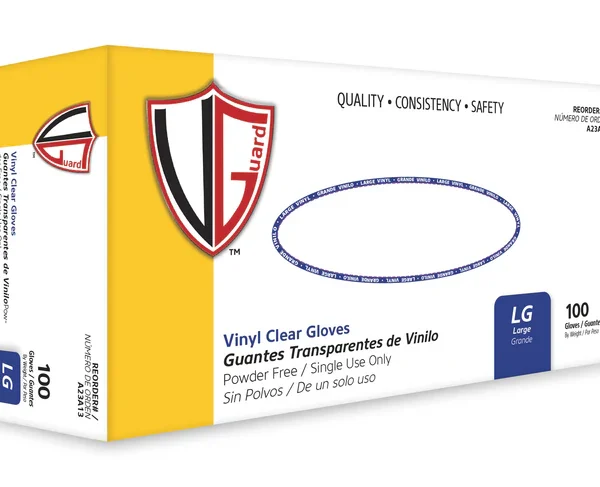 VGuard® A23A1 Clear Vinyl Gloves, Powder-Free
