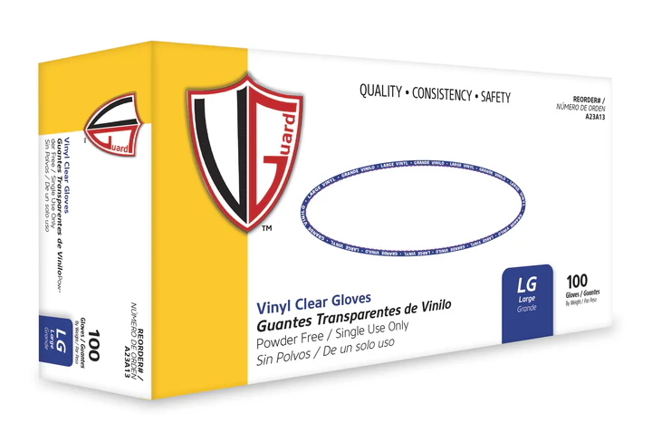 VGuard® A23A1 Clear Vinyl Gloves, Powder-Free