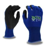 Tactyle - Blue Machine Knit Glove w/ Black PVO Foam Coating