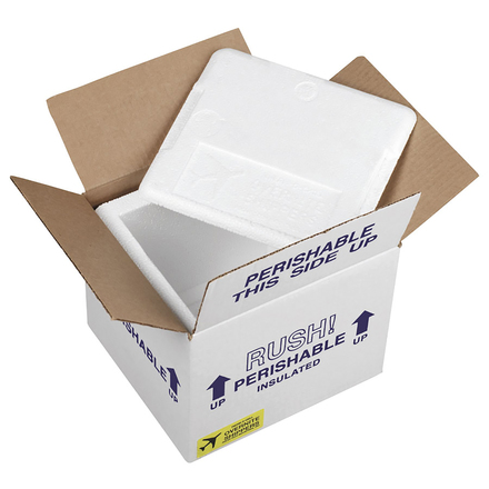 9 1/2" x 7 1/2" x 5 1/2" Overnite Insulated Shipper - 3/4" Foam Wall