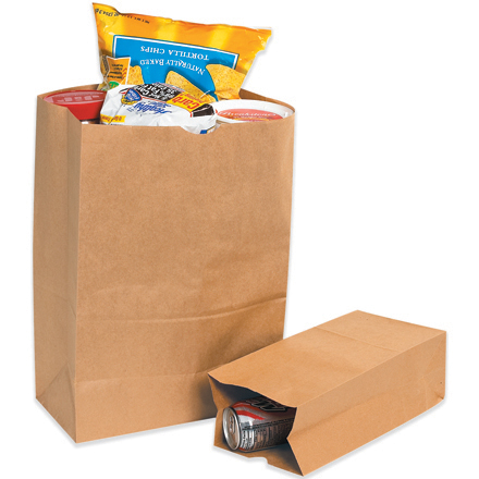 4 1/2 x 2 1/2 x 16" Kraft Grocery Bags