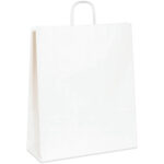 16 x 6 x 19 1/4" White Paper Shopping Bags