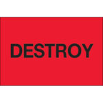 2 x 3" - "Destroy" (Fluorescent Red) Labels