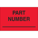 1 1/4 x 2" - "Part Number" (Fluorescent Red) Labels