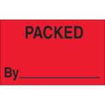 1 1/4 x 2" - "Packed By" (Fluorescent Red) Labels