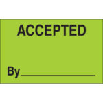 1 1/4 x 2" - "Accepted By" (Fluorescent Green) Labels