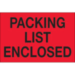2" x 3" - "Packing List Enclosed" (Fluorescent Red) Labels