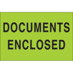 2 x 3" - "Documents Enclosed" (Fluorescent Green) Labels