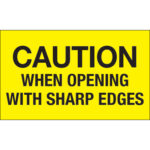 3 x 5" - "Caution When Opening With Sharp Edges" (Fluorescent Yellow) Labels