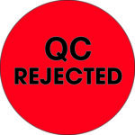 2" Circle - "QC Rejected" Fluorescent Red Labels