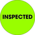 2" Circle - "Inspected" Fluorescent Green Labels