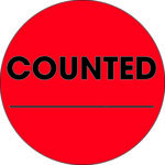 2" Circle - "Counted ___" Fluorescent Red Labels