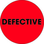 2" Circle - "Defective" Fluorescent Red Labels