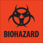 2 x 2" - "Biohazard" Fluorescent Red Labels