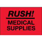 2 x 3" - "Rush - Medical Supplies" (Fluorescent Red) Labels