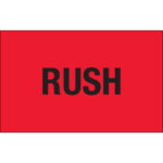 1 1/4 x 2" - "Rush" (Fluorescent Red) Labels