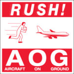 4 x 4" - "Rush AOG - Aircraft On Ground" Labels