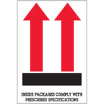 4 x 6" - "Inside Packages Comply..." Arrow Labels