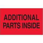 3 x 5" - "Additional Parts Inside" (Fluorescent Red) Labels