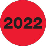 2" Circle - "2022" (Fluorescent Red) Year Labels