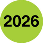 3" circle - "2026" Fluorescent Green Year Label