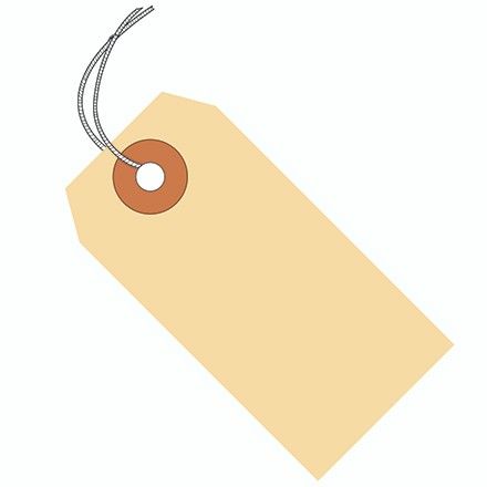 5 3/4 x 2 7/8" 13 Pt. Manila Shipping Tags - Pre-Strung (100 Pack)