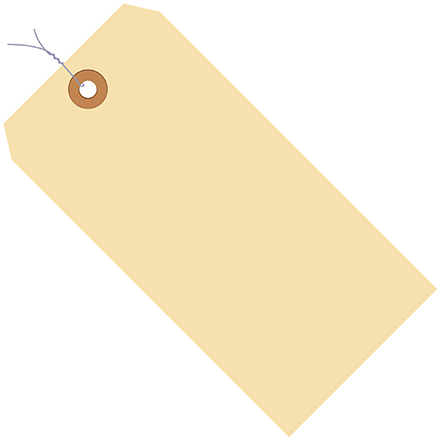 7 1/2 x 3 3/4" 15 Pt. Jumbo Manila Shipping Tags - Pre-Wired
