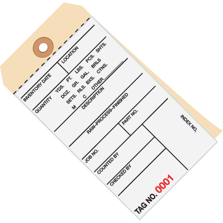 6 1/4 x 3 1/8" - (9000-9499) Inventory Tags 2 Part Carbonless # 8