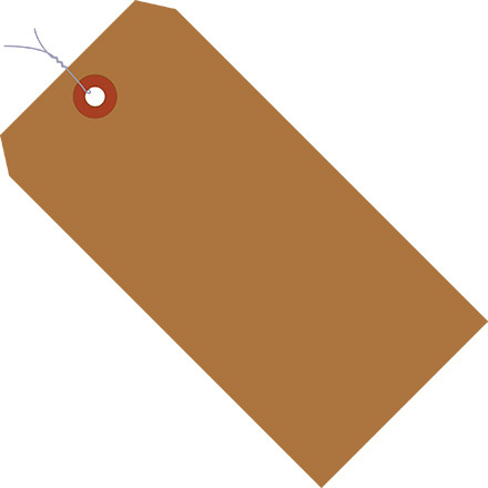 6 1/4 x 3 1/8 10 Pt. 100% Recycled Kraft Shipping Tag - Pre-Wired