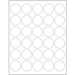 1 1/2" White Circle Laser Labels