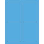 3 1/2 x 5" Fluorescent Blue Rectangle Laser Labels