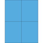 4 1/4 x 5 1/2" Fluorescent Blue Rectangle Laser Labels