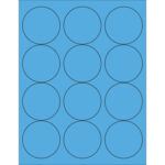 2 1/2" Fluorescent Blue Circle Laser Labels