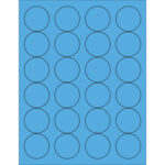 1 2/3" Fluorescent Blue Circle Laser Labels