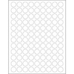 3/4" White Removable Circle Laser Labels