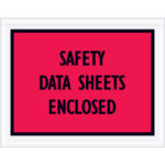 7 x 5 1/2" Red "Safety Data Sheets Enclosed" Envelopes
