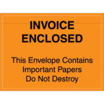 4 1/2 x 6" Orange "Important Papers Enclosed" Envelopes