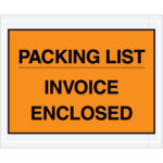4 1/2 x 5 1/2" Orange "Packing List/Invoice Enclosed" Envelopes