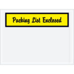 4 1/2 x 6" Yellow "Packing List Enclosed" Envelopes