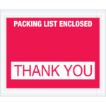 4 1/2 x 5 1/2" Red "Packing List Enclosed - Thank You" Envelopes