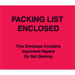 7 x 6" Red (Paper Face) "Packing List Enclosed" Important Papers Enclosed Envelopes
