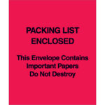 5 x 6" Red (Paper Face) "Packing List Enclosed This Envelope Contains…"