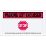 5 1/2 x 10" Red "Packing List Enclosed - Stop" Envelopes