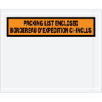 4 1/2 x 5 1/2" Bilingual Packing List Envelopes English/French